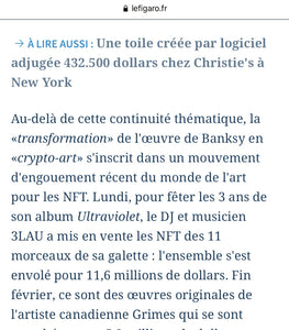 Article presse @LeFigaro NFT's records