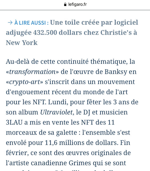 Article presse @LeFigaro NFT's records